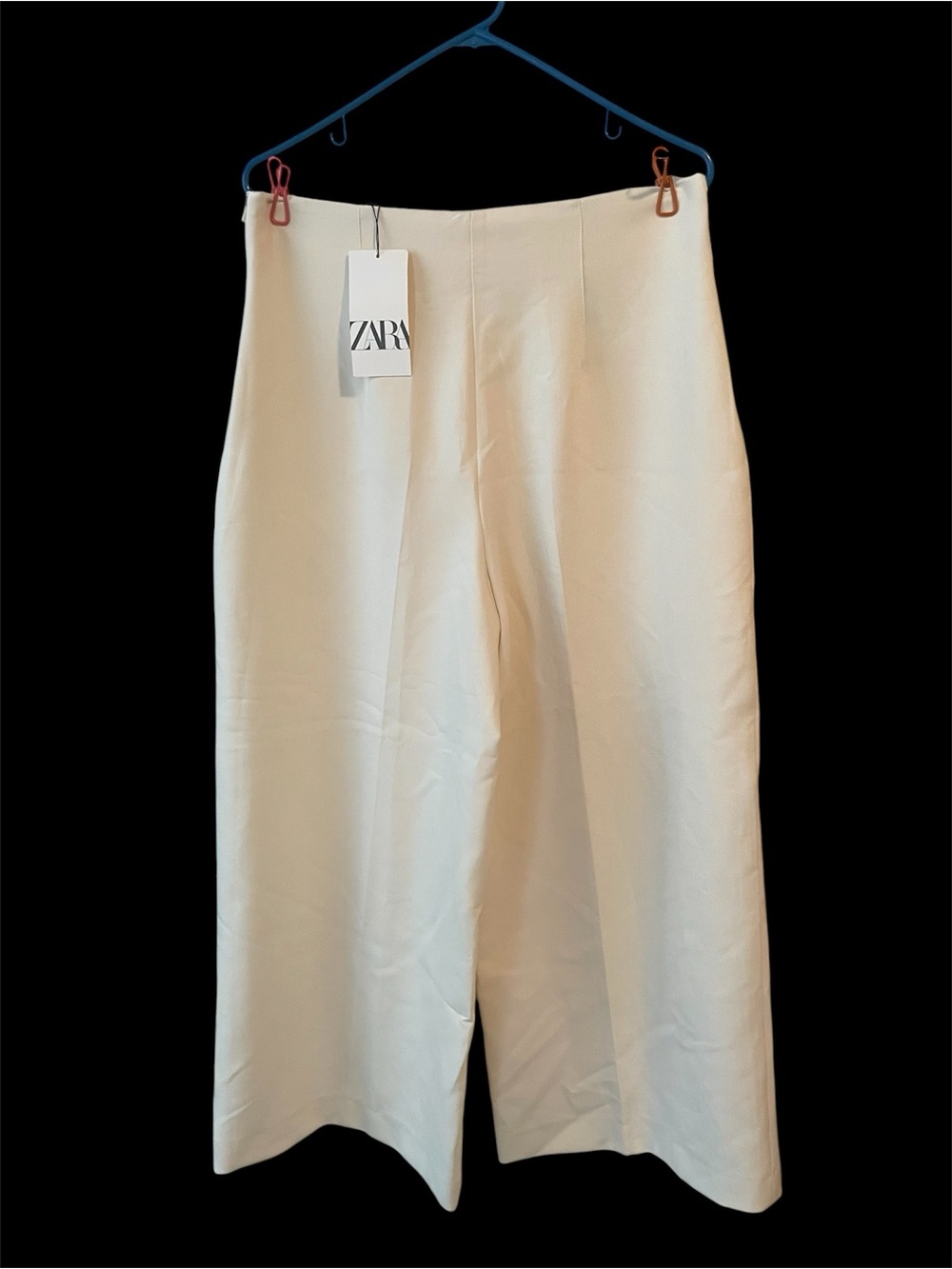 ZARA Cream Wide-Leg High-Rise Pants - Picture 2 of 8